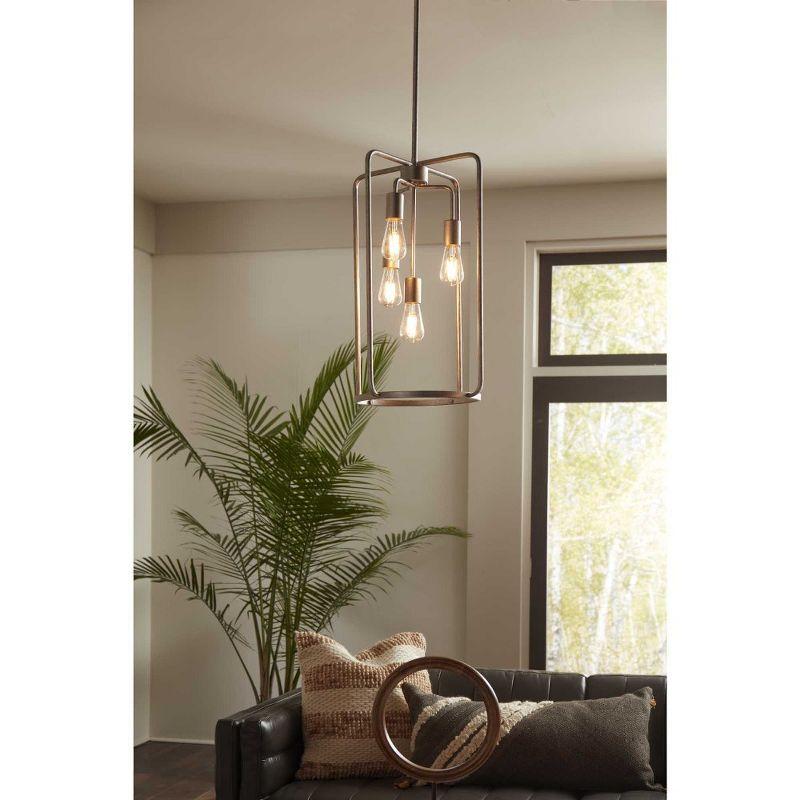 Bonn Vintage Industrial Matte Black 4-Light Open-Cage Pendant