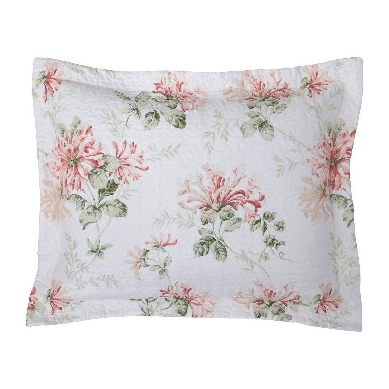 Laura Ashley Honeysuckle Cotton Reversible Pink Quilt Set