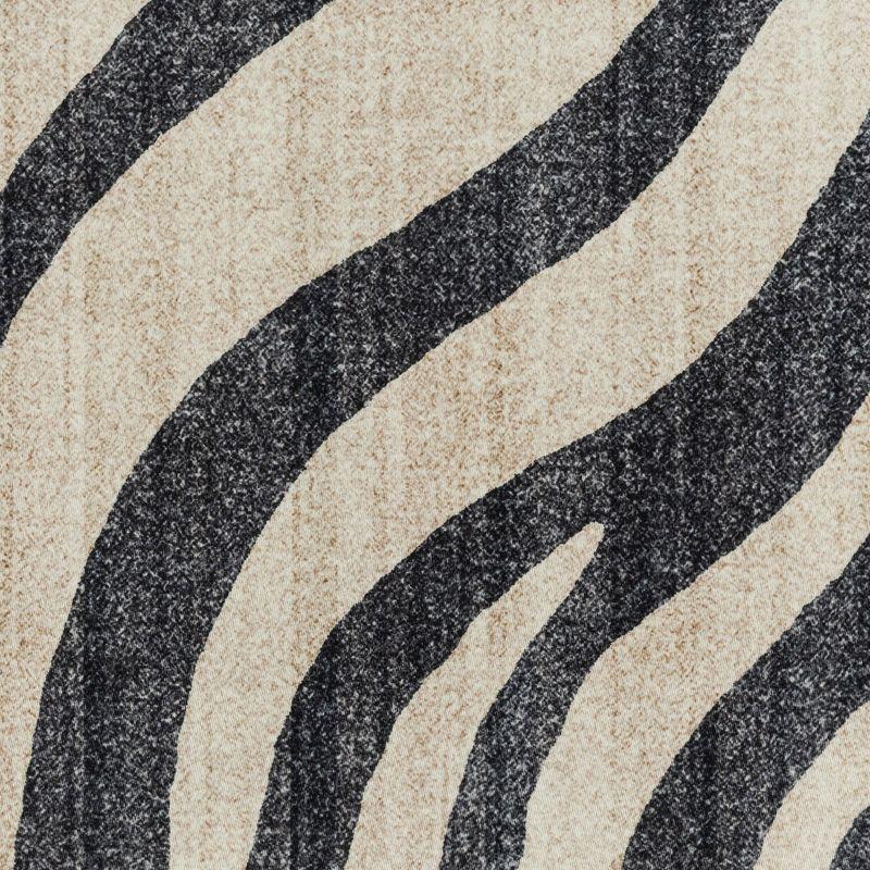 Gertmenian Crystal Print Zebra Black Ivory Cream Modern Animal Print Washable Flat Pile Indoor Area Rug