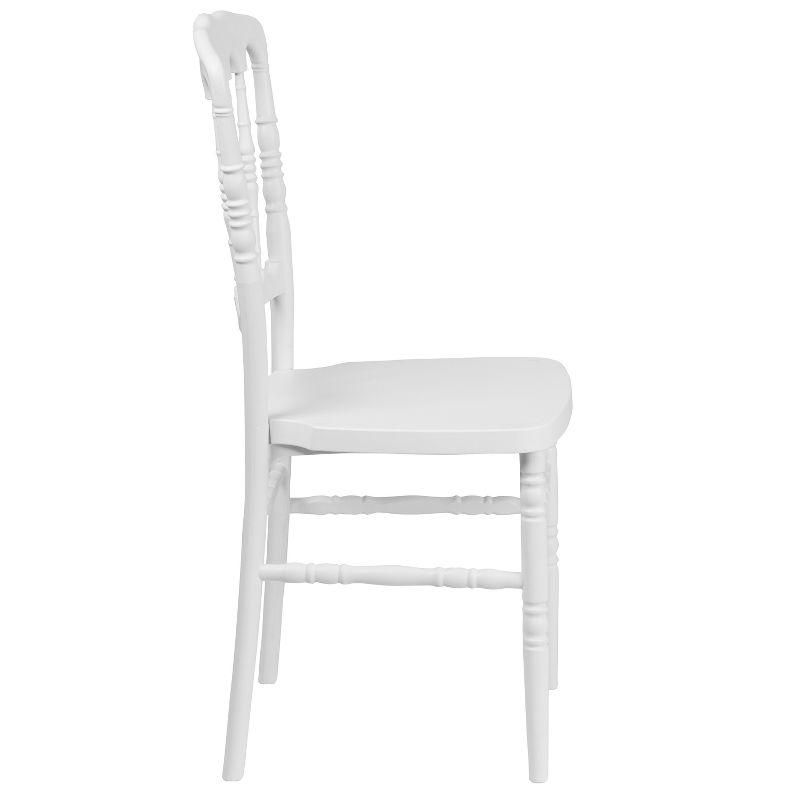 Elegant White Resin Spindle Napoleon Stacking Chair