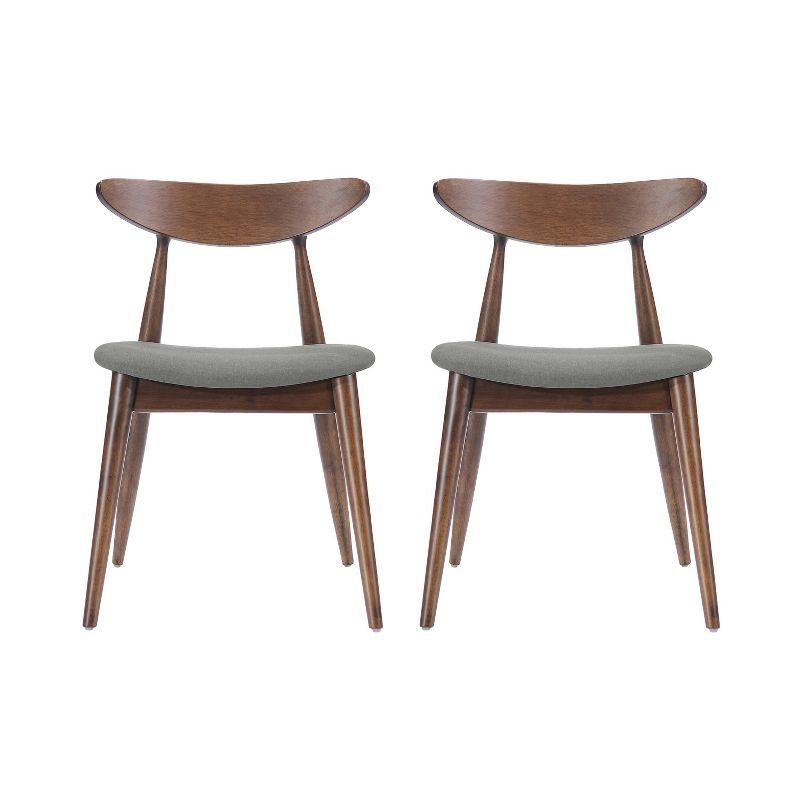 Set of 2 Barron Dining Chair Light Gray - Christopher Knight Home: Mid-Century, Upholstered, Rubberwood