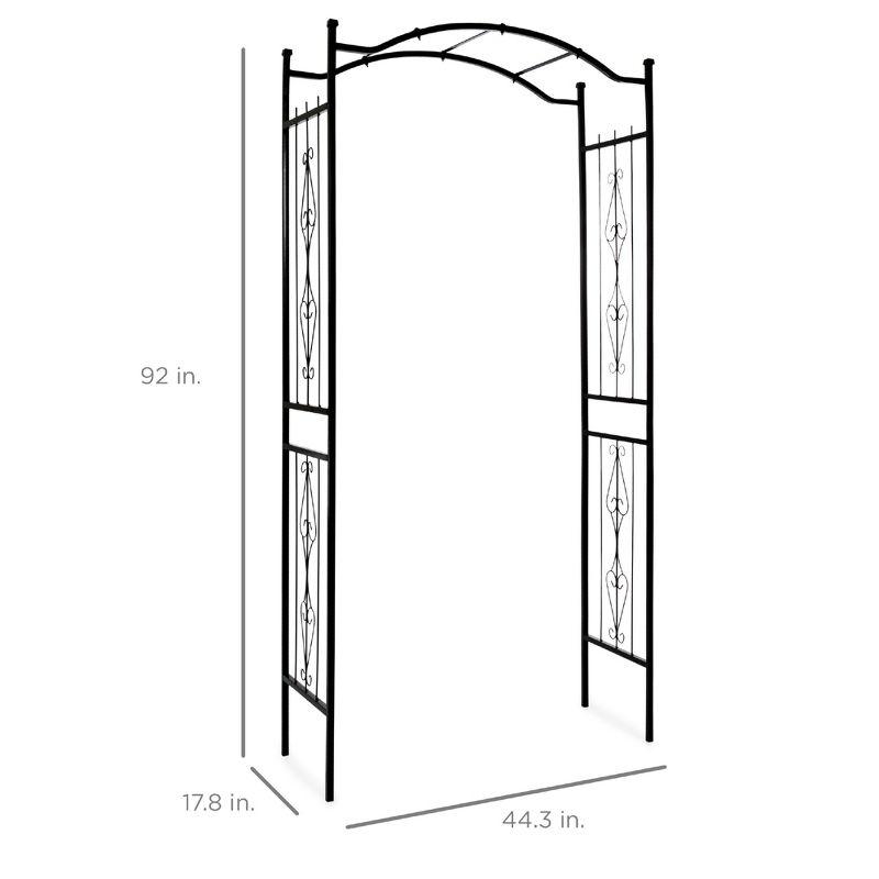 Black Steel Garden Arch Arbor with Wire Lattice for Climbing Plants