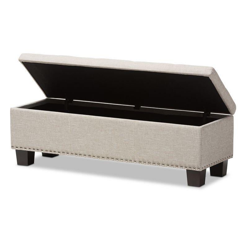 Hannah Modern and Contemporary Fabric Upholstered Button-Tufting Storage Ottoman Bench: Baxton Studio - Seating & Linen Chest