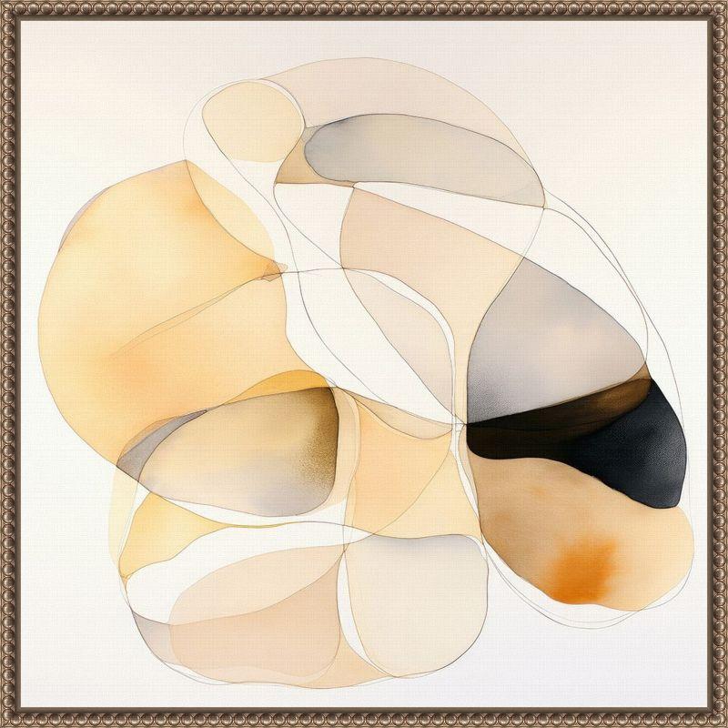 Abstract Beige and Black Organic Shapes Canvas Art, 22x22