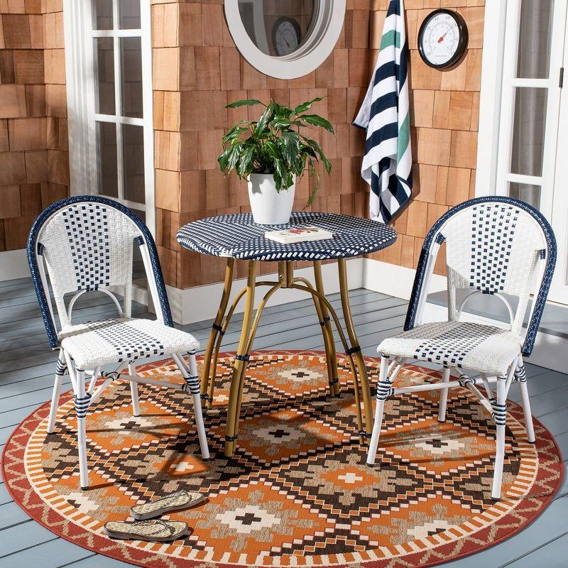 Zoya Chair (Set Of 2) - Indoor/Outdoor - PAT4037 - Blue/White - Safavieh
