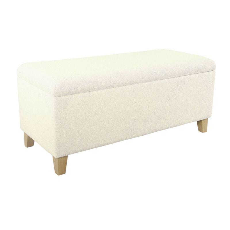 Faux Shearling Storage Bench Cream - HomePop: Ottoman with Hinged Lid, Bedroom & Living Room