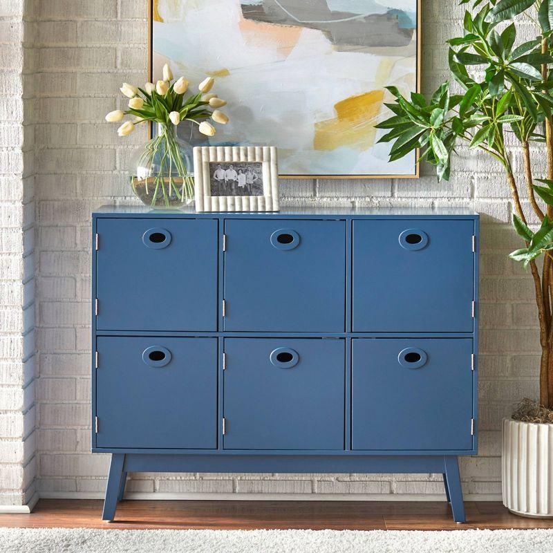 Jamie Storage Cabinet Blue - Buylateral: Modern MDF Furniture, 6-Compartment Design, Tapered Legs