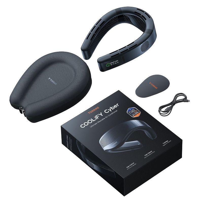 TORRAS® Portable Neck Fan, COOLiFY® Cyber Smart AI-Control Wearable Neck Air Conditioner, Bladeless, 6,000-mAh Rechargeable Battery (Cascade Black)