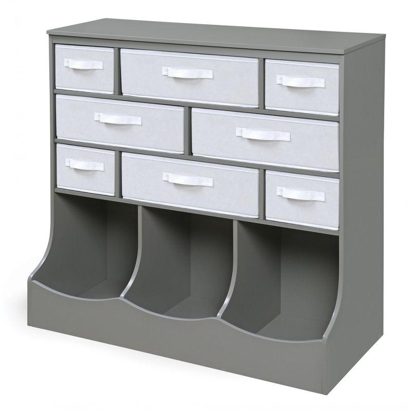 Gray MDF Kids Storage Unit with Baskets and Bins