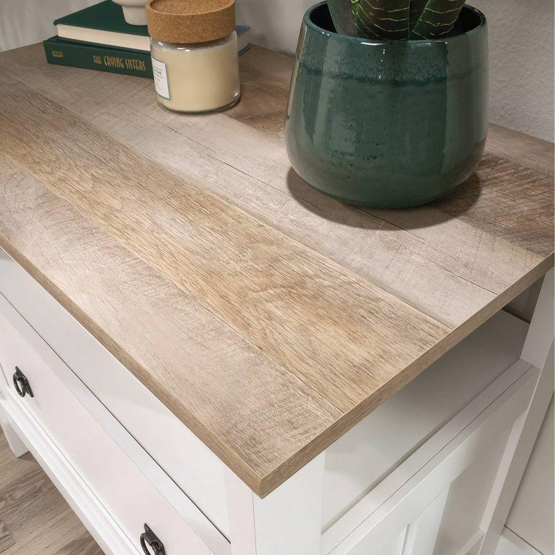 Soft White and Oak Lateral File Cabinet with Open Shelf