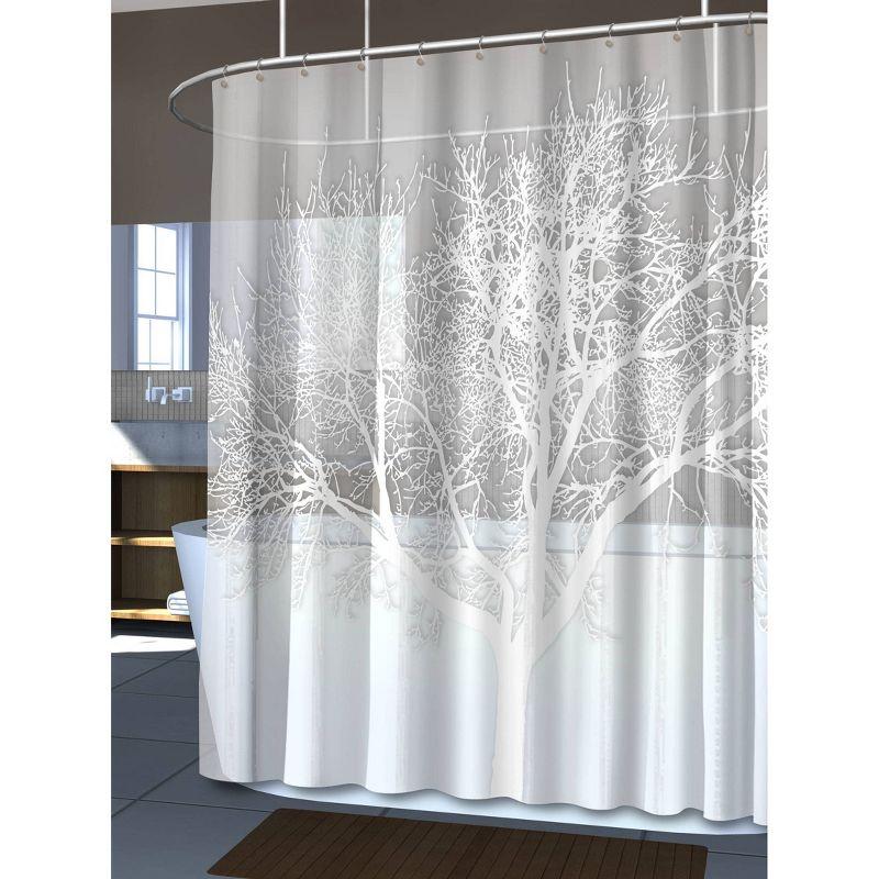 Tree EVA Shower Curtain - Pearl: Splash Home, Ethylene Vinyl Acetate, Machine Washable, Buttonhole Top