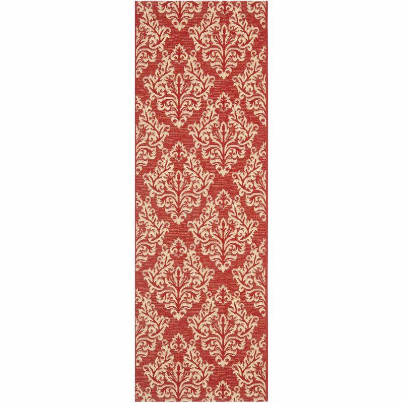 Courtyard Crimson Sisal Weave 27" x 10' Indoor-Outdoor Rug