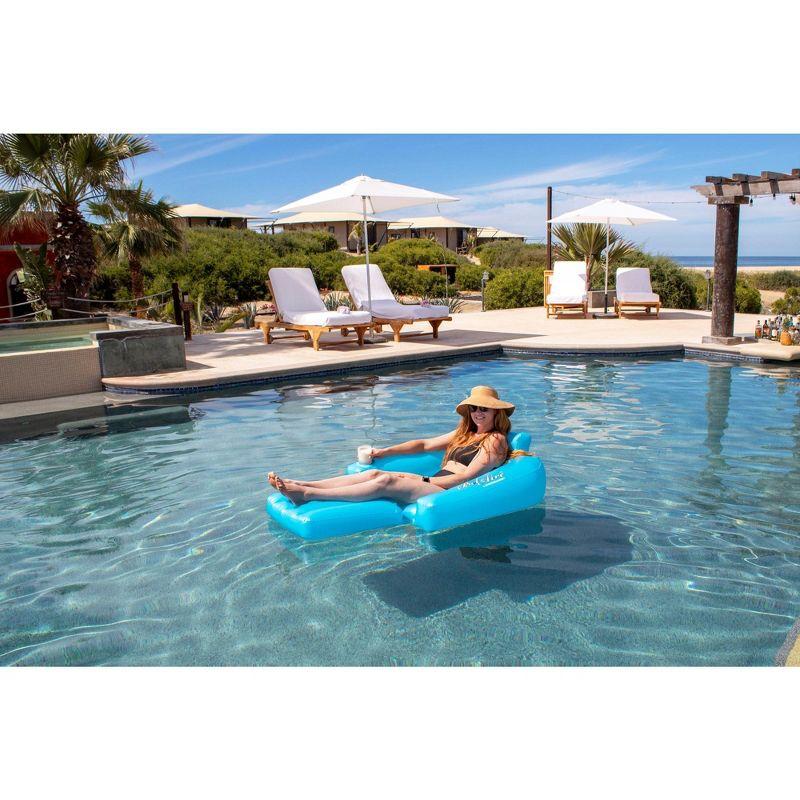 Swim Central 58.5" Inflatable Sky Blue Swimming Pool Lounger Float with Cup Holder