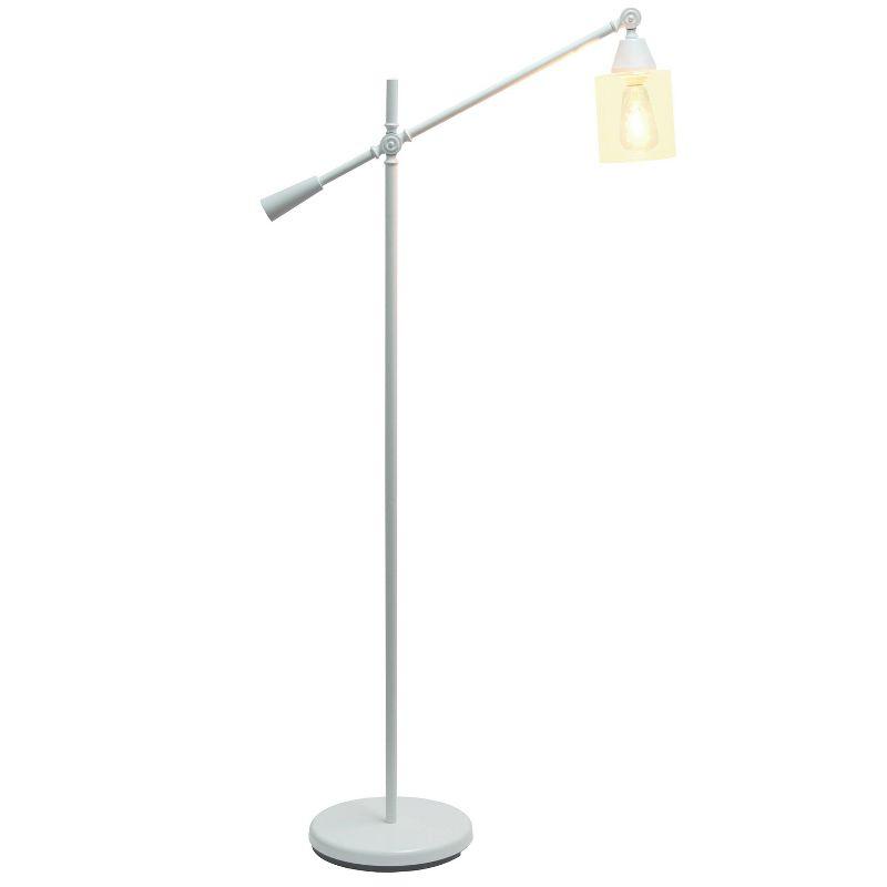 Swing Arm Floor Lamp with Glass Cylindrical Shade - Lalia Home