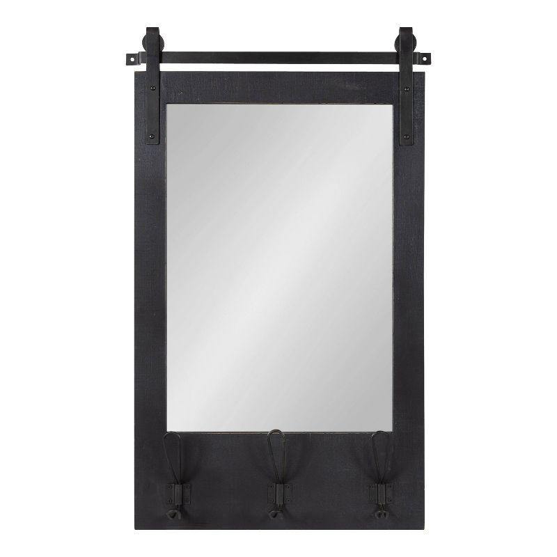 18" x 28" Cates Functional Wall Mirror Black - Kate & Laurel All Things Decor: Rustic Farmhouse, Wooden Frame, No Assembly Required