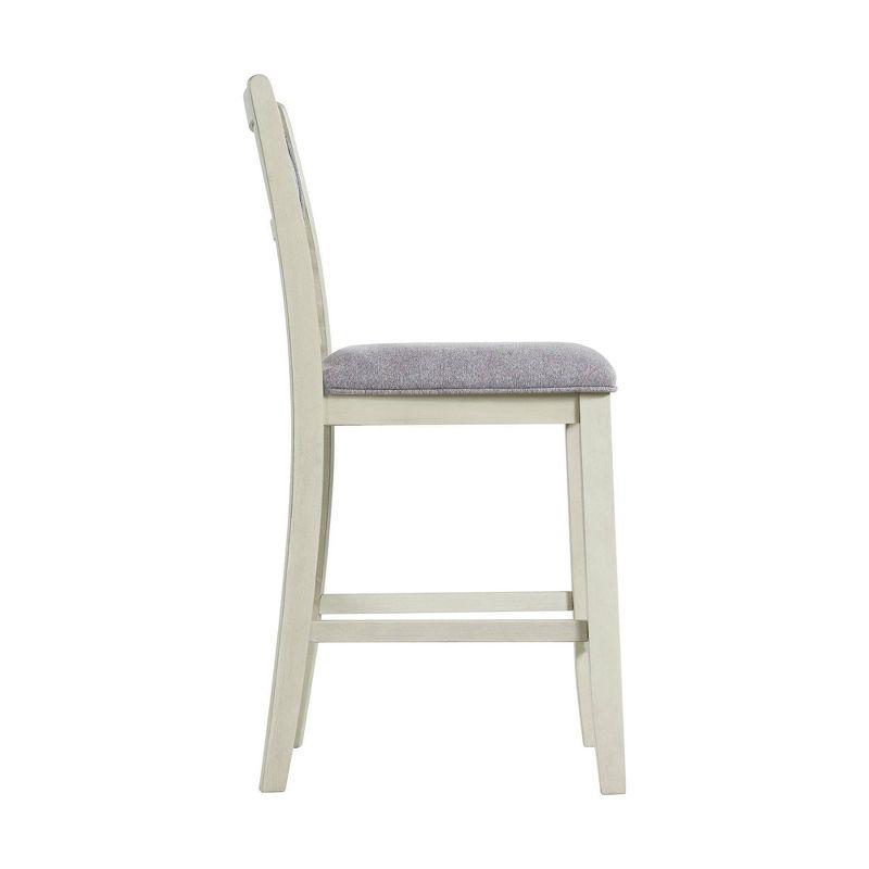 Bisque Finish Upholstered Wood Side Chair Set with Gray Seats