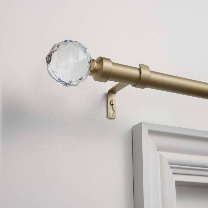 Gold Crystal Ball Curtain Rod with Clear Acrylic Finials