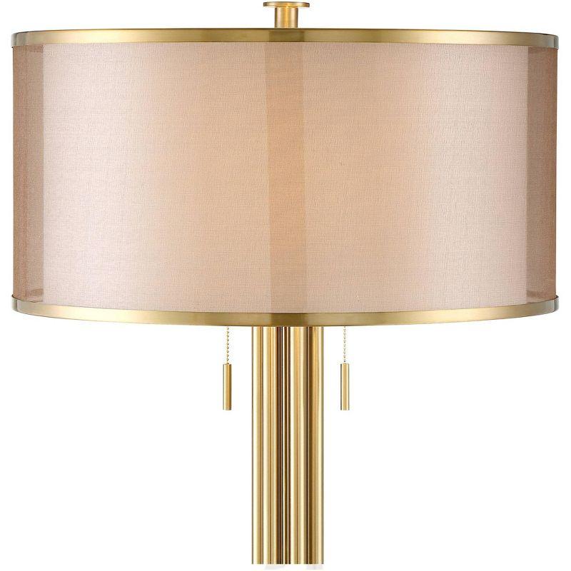 Granview 70.5" Antique Brass Metal Floor Lamp with Organza and Linen Shade