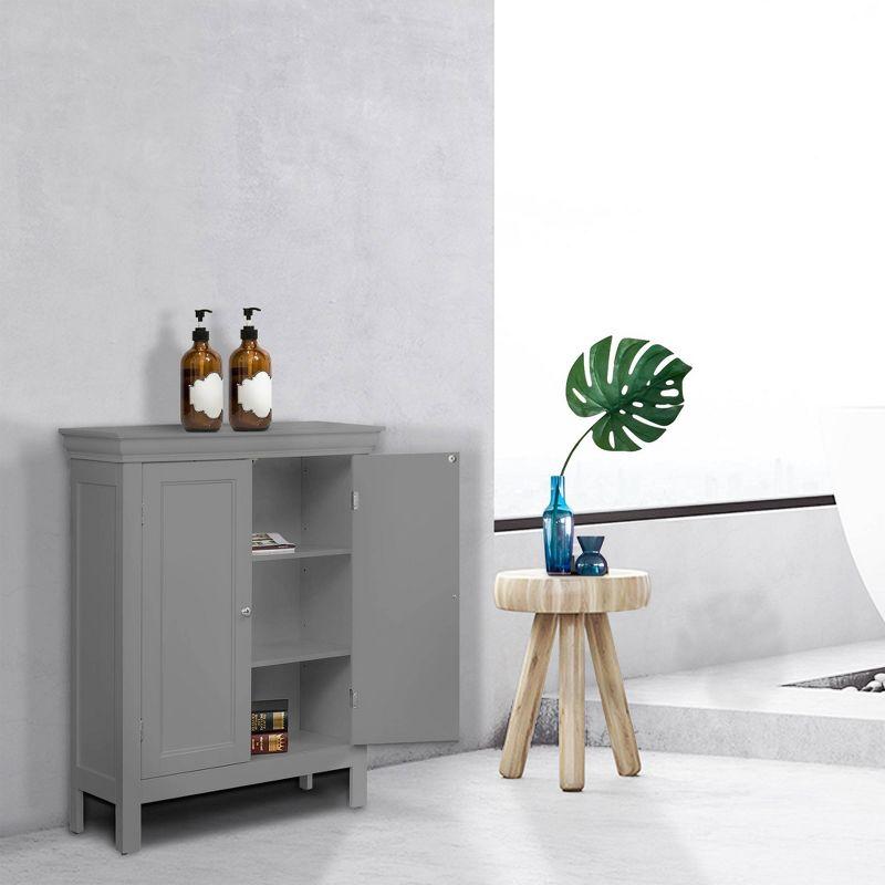 Teamson Home Stratford Contemporary Freestanding Bath Storage Cabinet Gray : Microfiber, Machine Washable, Non-Slip Backing