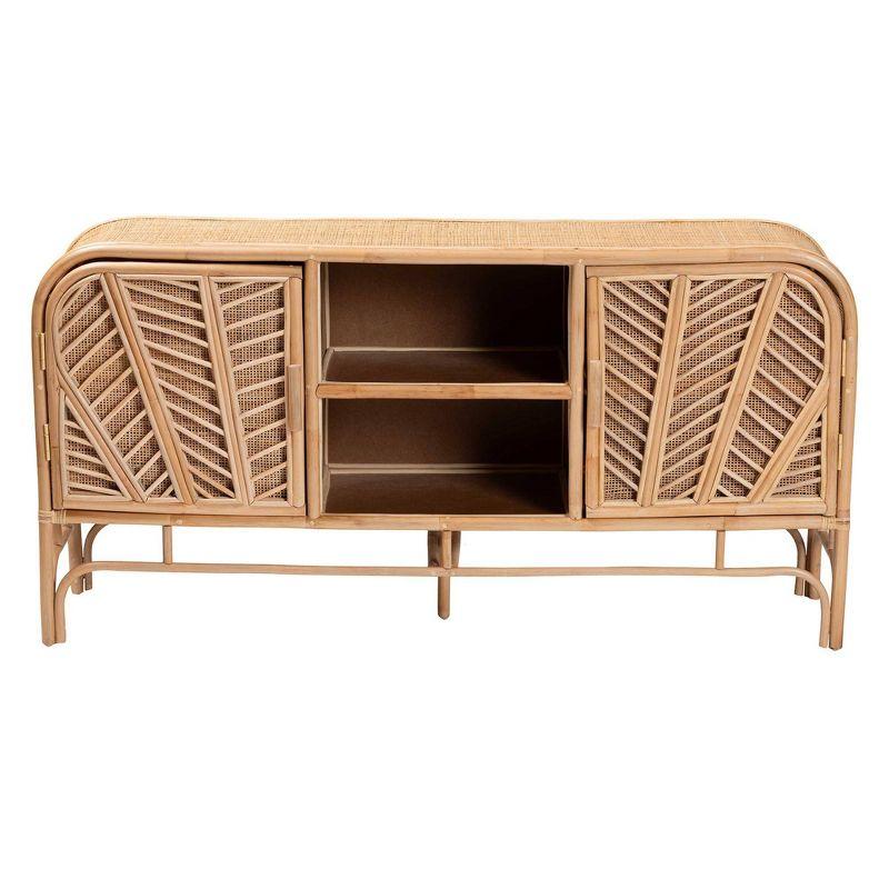 bali & pari Carabella Natural Rattan 2 Door Storage Cabinet Natural: Fixed Shelves, No Assembly Required