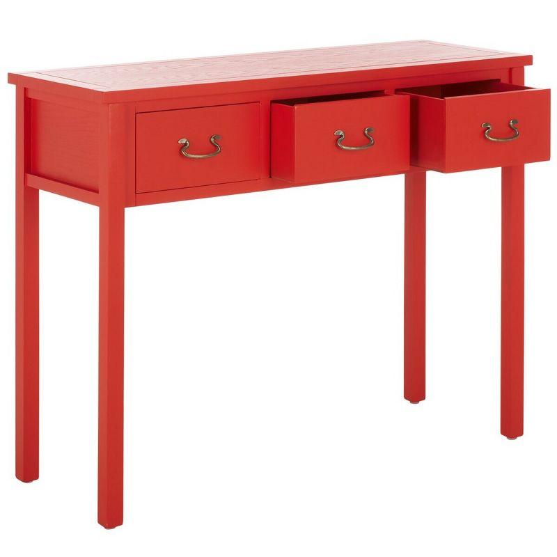 Transitional Red Elm Wood Console Table with 3 Drawers