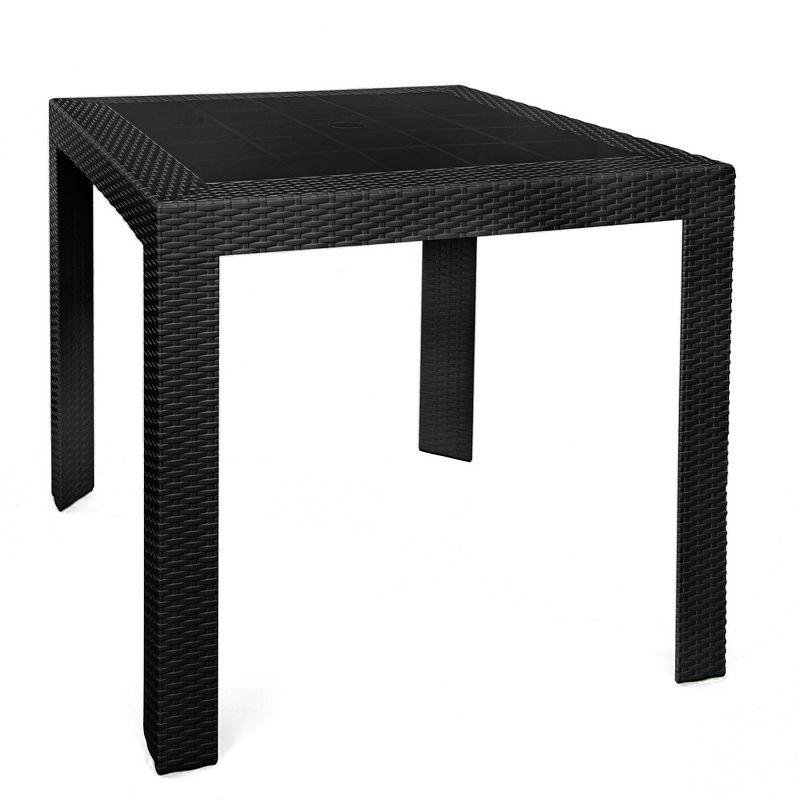 Mace Black Square Weave Design Outdoor Dining Table