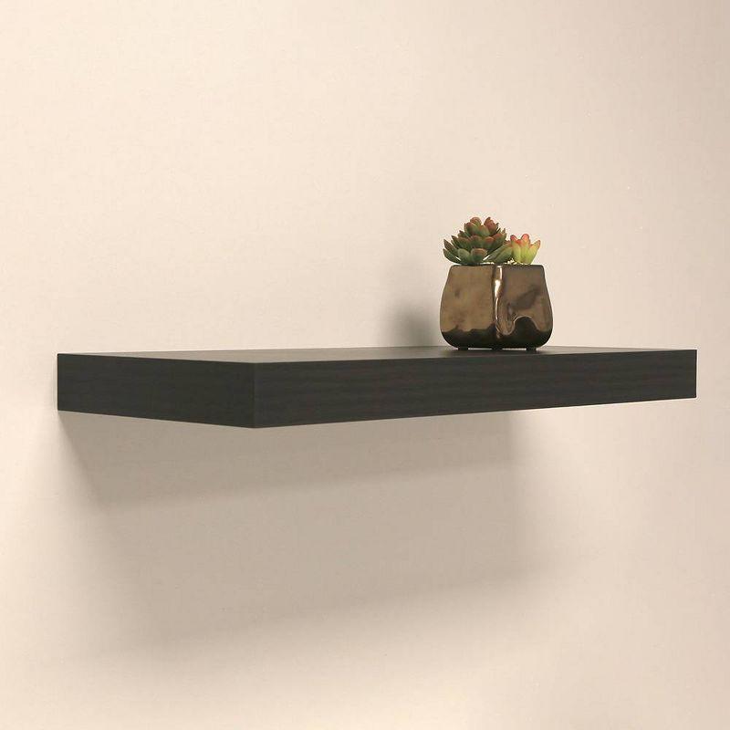 InPlace 24" Floating Shelf Wall Mounted Hidden Brackets Espresso : Modern Decor, Wood Composite, Includes Mounting Hardware