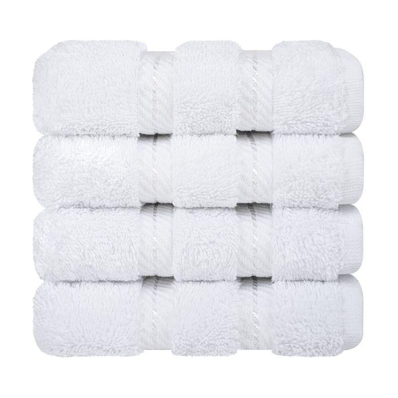 American Soft Linen 4 Pack Washcloth Set, 100% Cotton Washcloth Hand Face Towels for Bathroom and Kitchen, White