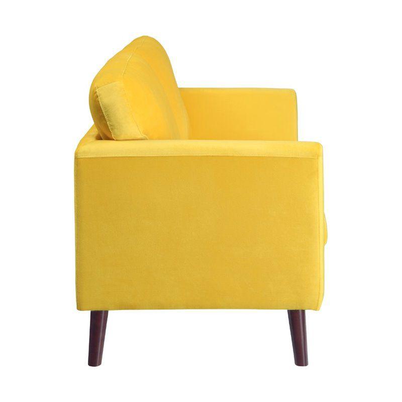 Tolley Velvet Loveseat in Yellow - Lexicon