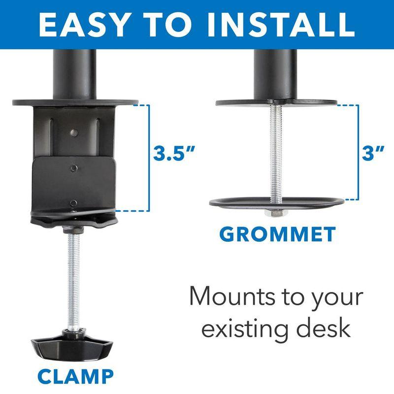 Mount-It! Height Adjustable 4 Monitor Stand Arms | Quad Monitor Desk Mount | Fits Four Computer Screens 19 - 32 in. | C-Clamp and Grommet Bases