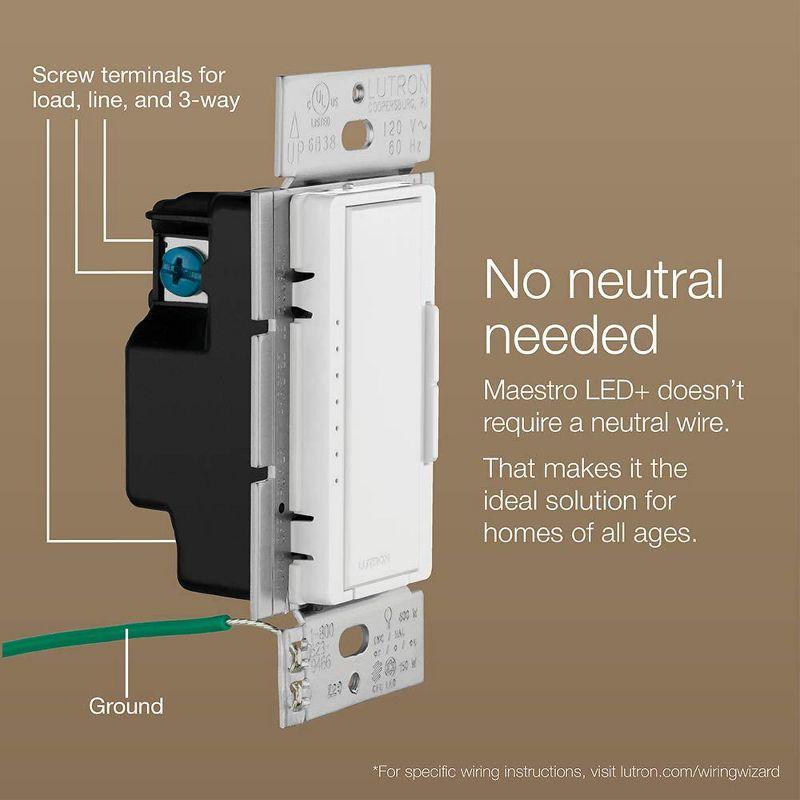 Lutron Maestro C.L Dimmer Switch for Dimmable LED, Halogen & Incandescent Bulbs, Single-Pole or Multi-Location, MACL-153M-WH