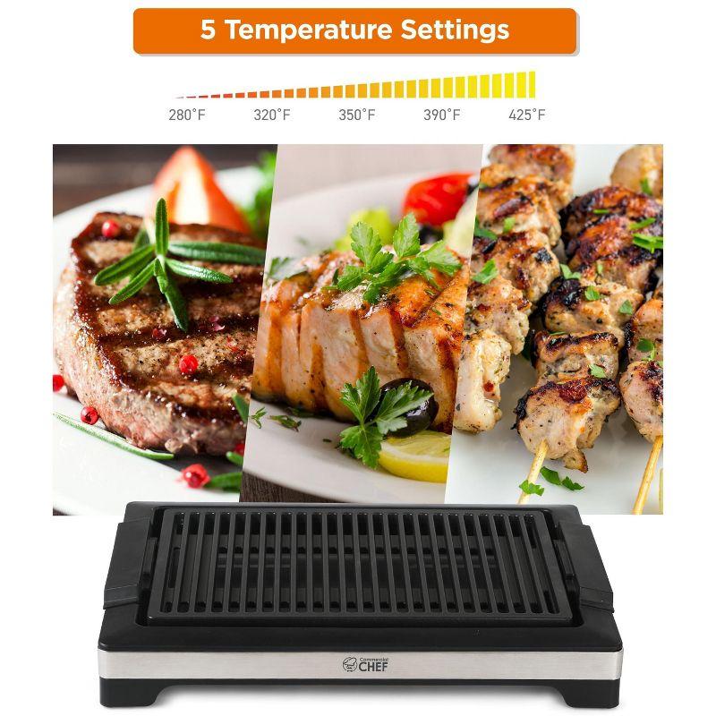 Commercial Chef COMMERCIAL CHEF Indoor Grill for Countertop Electric Grill with Adjustable Temperature Control