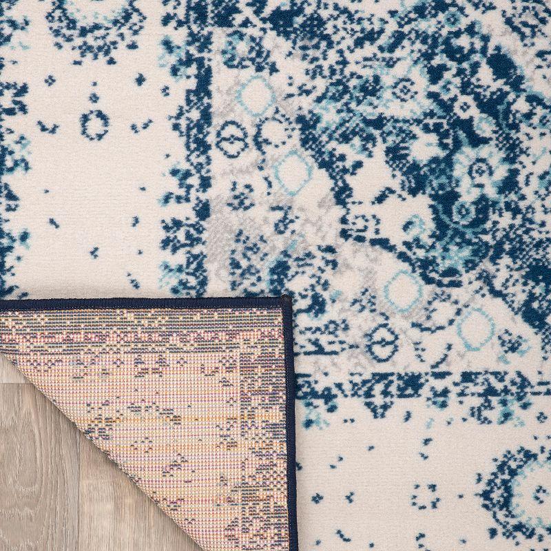 World Rug Gallery Vintage Oriental Distressed Medallion Blue 7'10" x 10' Area Rug