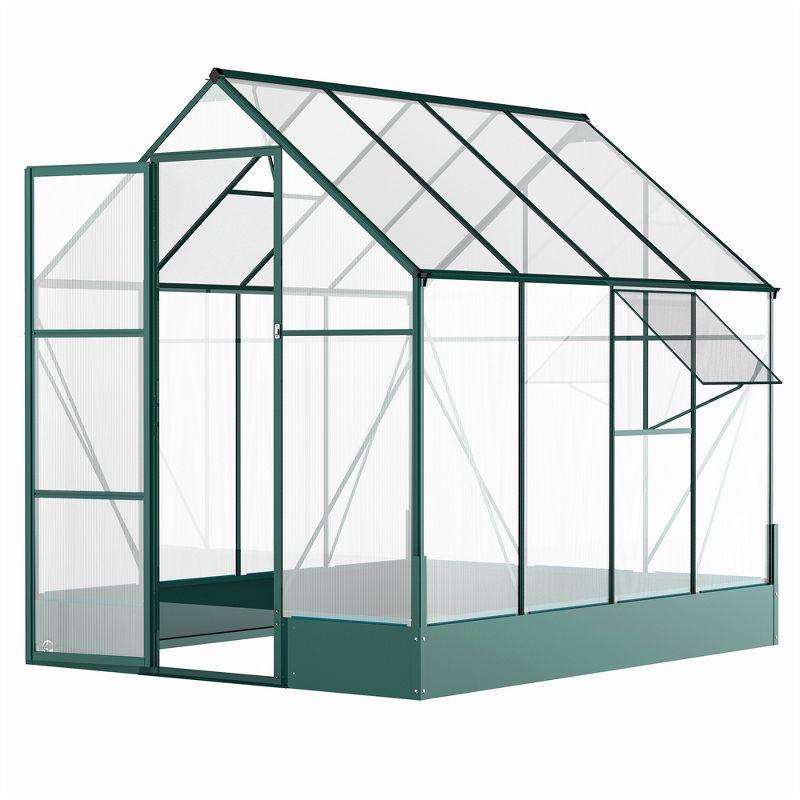 Outsunny Walk-in Plant Polycarbonate Greenhouse with Temperature Controlled Window Hobby Greenhouse for Backyard/Outdoor