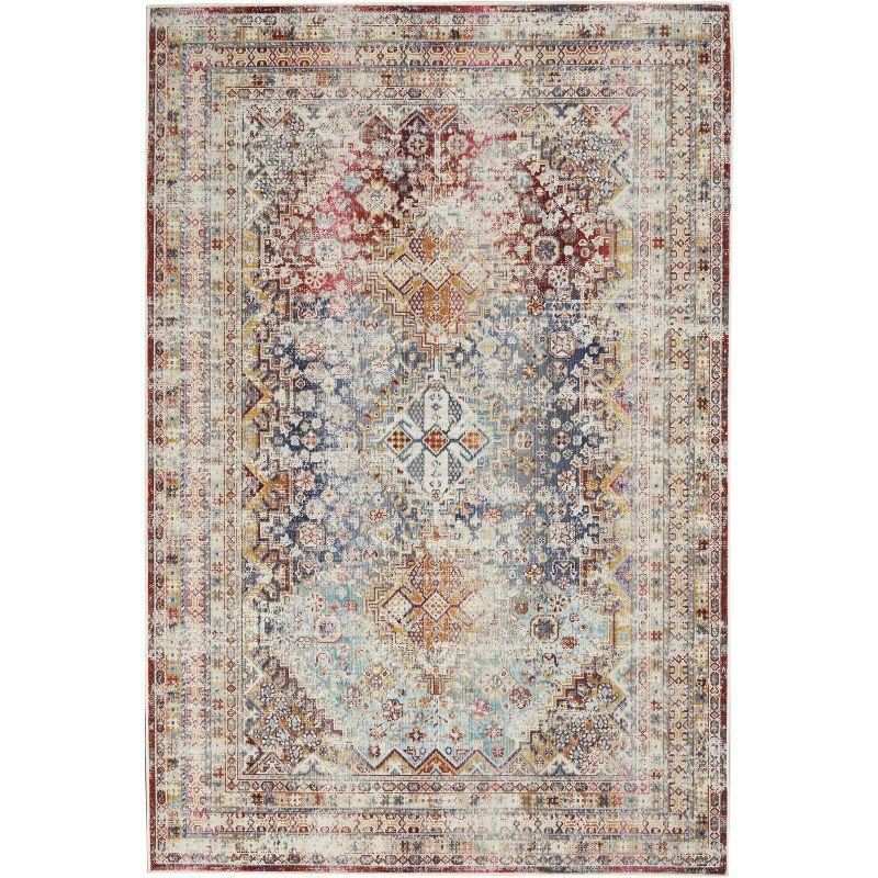 Bohemian Bliss Multicolor Synthetic 5'3" x 7'10" Transitional Area Rug