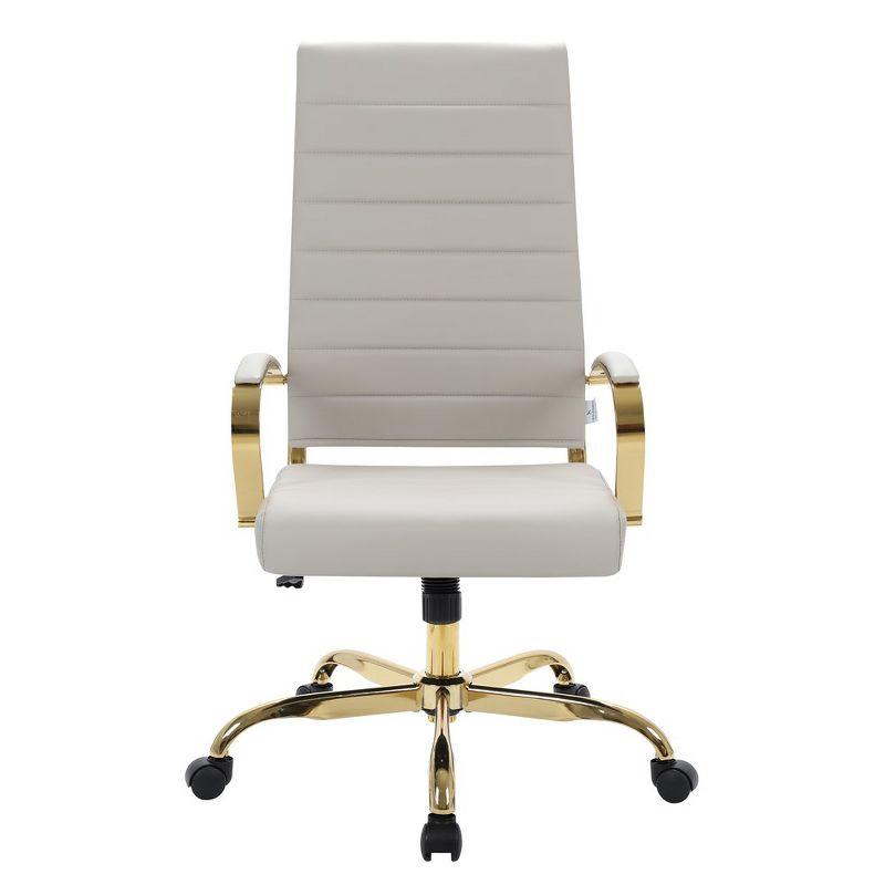 Everly Quinn Humairaa Benmar Leather Office Chair in Gold Base