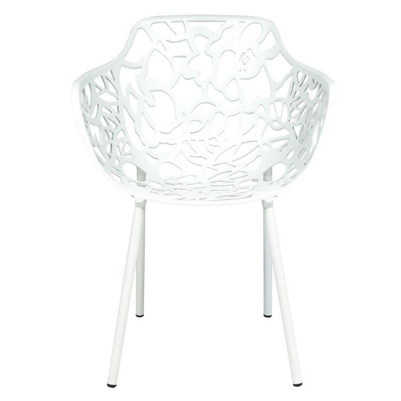 LeisureMod Devon Aluminum Stackable Outdoor Dining Armchair Set of 2, White