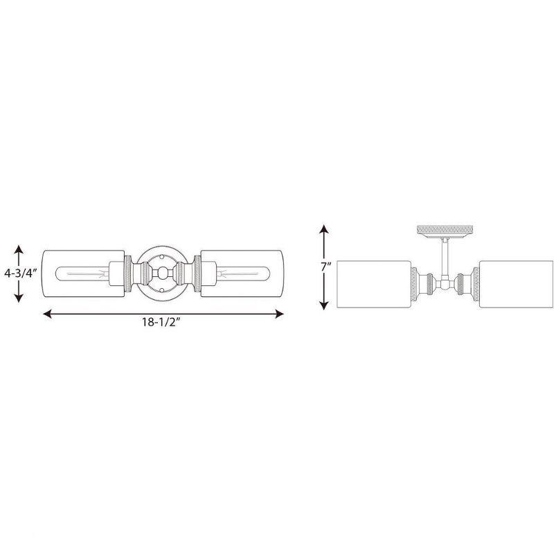 Progress Lighting Archives 2-Light Bath Vanity Fixture, Antique Nickel, Clear Glass Shades