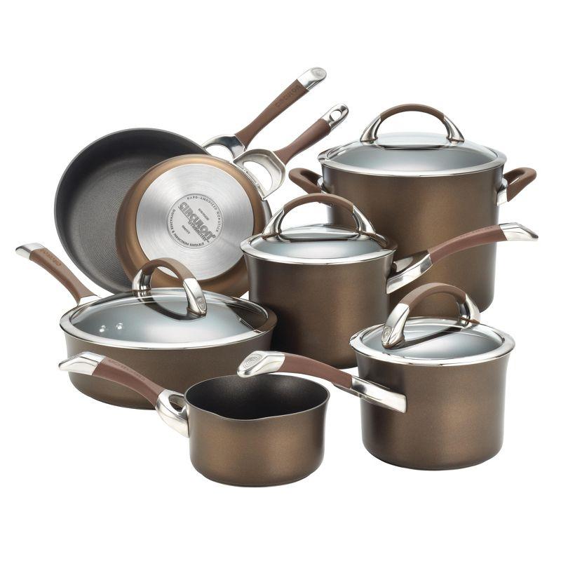 Chocolate Nonstick Aluminum and Stainless Steel 11-Piece Cookware Set