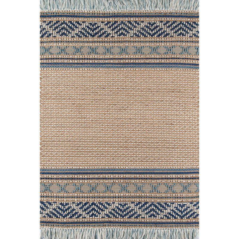 2'x3' Esme Accent Rug Blue - Momeni: Wool & Jute, Geometric Pattern, Low Pile, Handmade, Indoor Use