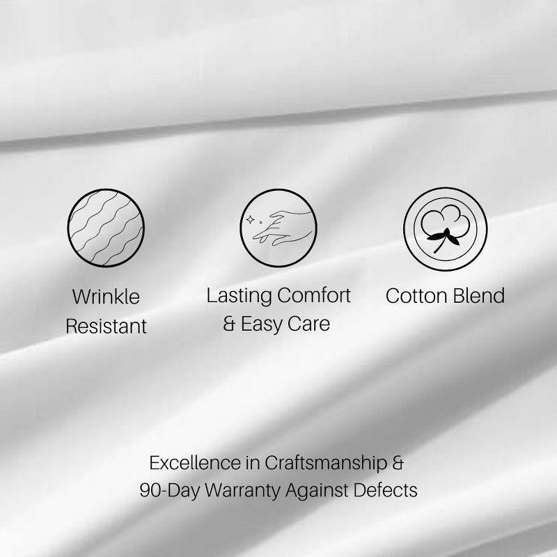 Egyptian Linens Extra Deep Pockets (22 inches) Stripe 650 Easy Care Sheet sets White Queen