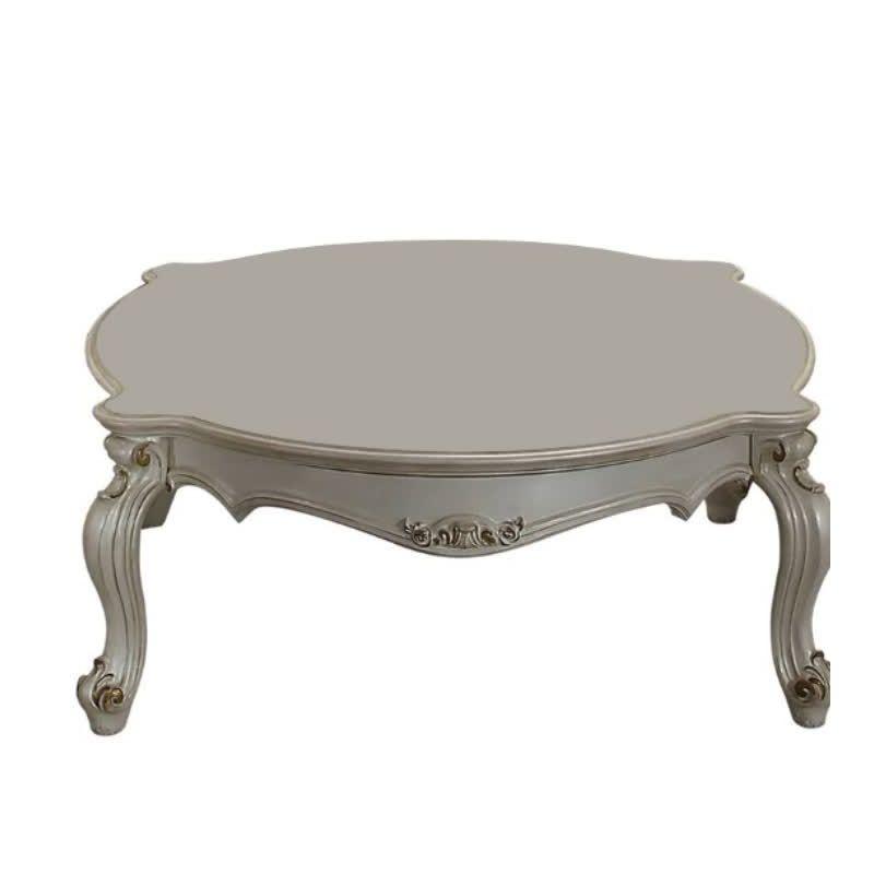 Elegant Pearl Round Wood Coffee Table with Queen Anne Legs