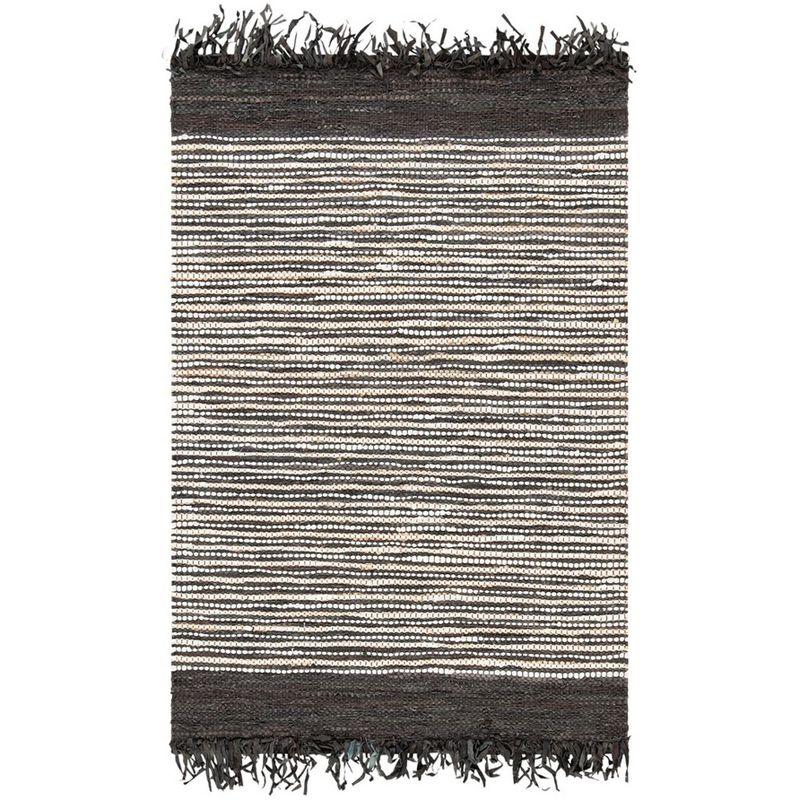 Vintage Leather VTL373 Hand Woven Indoor Area Rug - Dark Brown/Multi - 4'x6' - Safavieh.