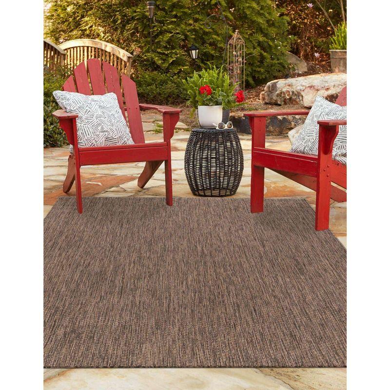 Unique Loom 4' 1 x 6' 1 Rectangle Indoor/Outdoor Solid Light Brown Area Rug