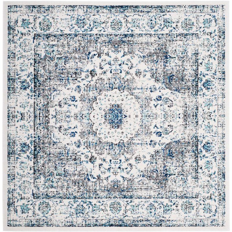 Elegant Gray 3' Square Synthetic Easy-Care Accent Rug