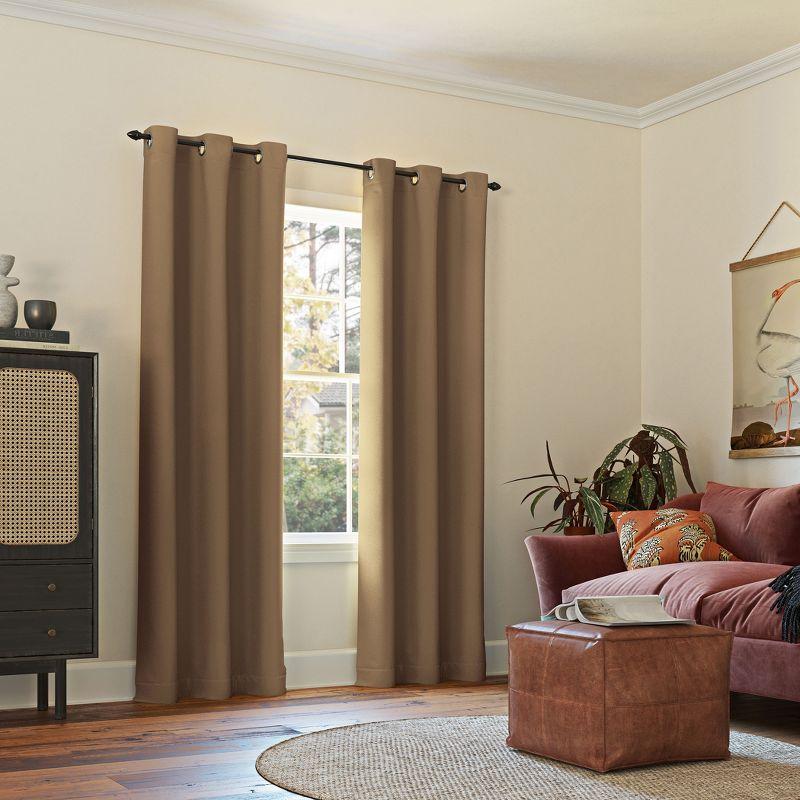 40"x95" Sun Zero Blackout Kenneth Energy Saving Grommet Curtain Panel Barley: Modern Thermal Insulated, Noise Reduction