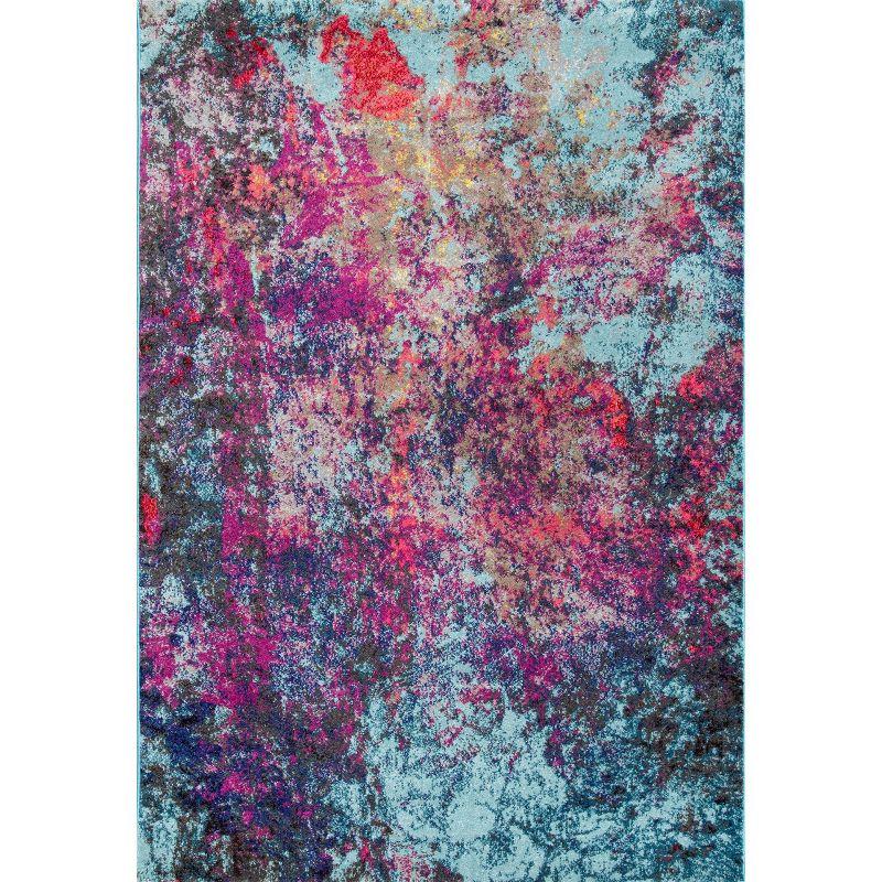 Multi Abstract Synthetic 6'7" x 9' Non-Slip Area Rug