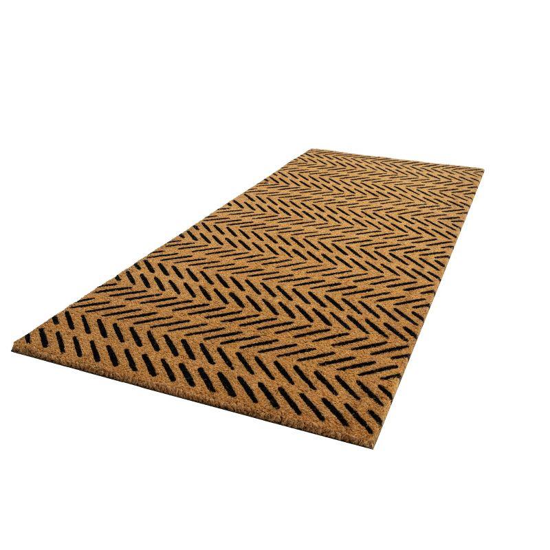 2' x 5' Fishbone Indoor/Outdoor Coir Doormat Black/Natural - Entryways