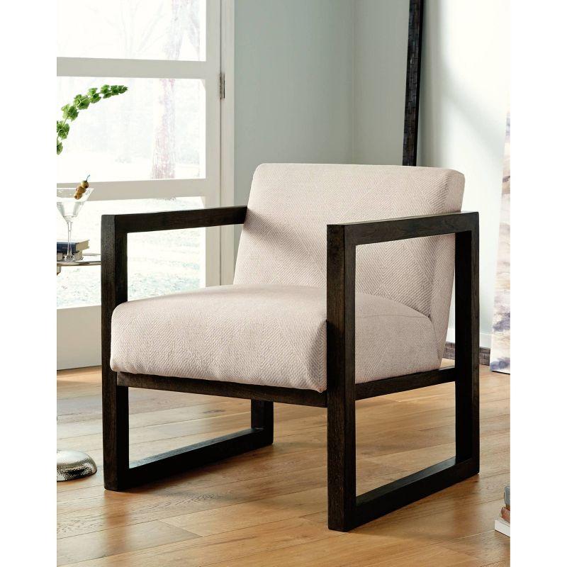 Signature Design by Ashley Alarick Accent Chair Cream: Upholstered Wooden Legs, Vintage Style