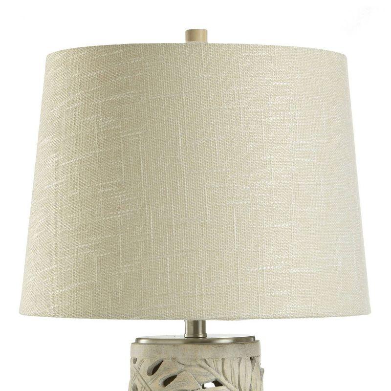 Hevea Cream Coastal Table Lamp Pierced Leaf Design Weathered Cream Finish - StyleCraft